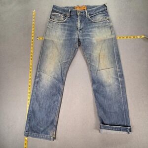 Edwin 505 Jeans Mens Selvedge Blue Med Wash Altered Hem WhiskersFits 32x29